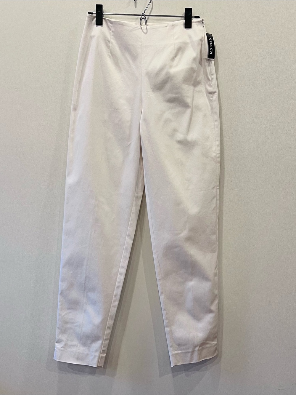 Vintage 90s Saks 5th Ave White Stretch Cigarette Flat Cotton Blend Wmns 6 NWT